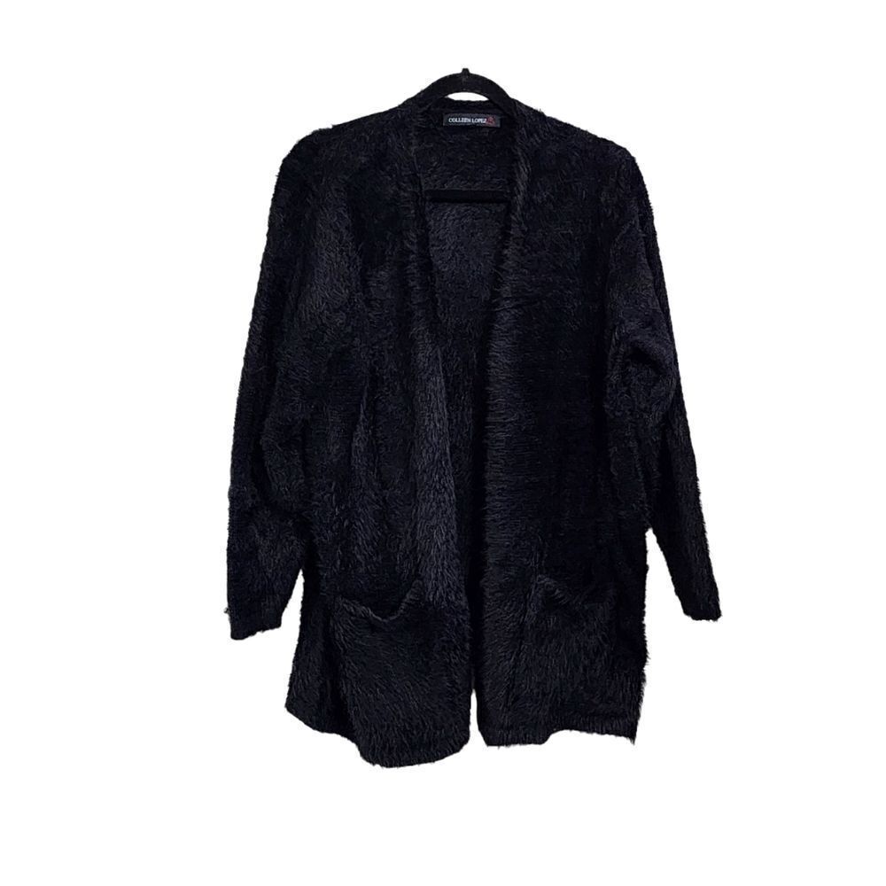Colleen Lopez cardigan black open front cozy comfy 2X
